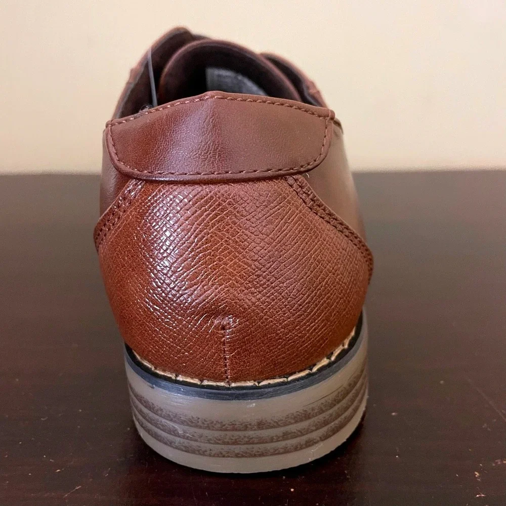 Deer Stags Mens Brown Oxford Dress Shoes Lace Up Textured Accents Solid Brown‎
